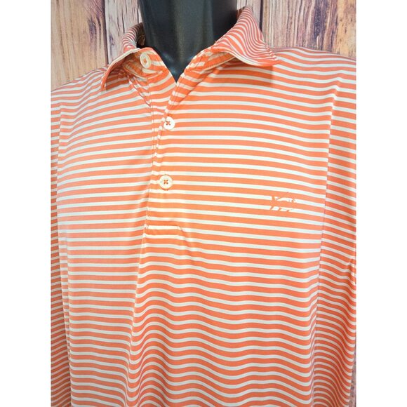 Southern Tide Brrr Mens Orange Striped Polo Large - Picture 3 of 6